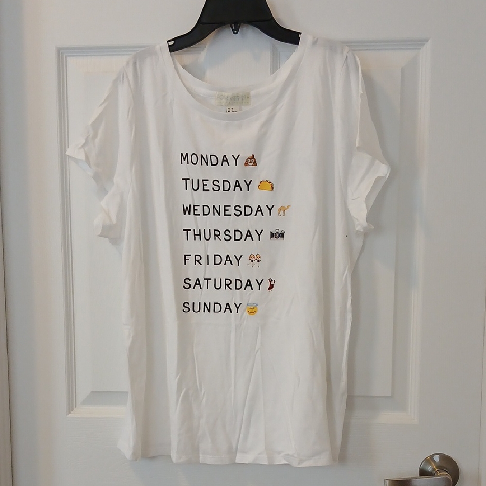 White Graphic Tee with Days of the Week Size 1T NWT